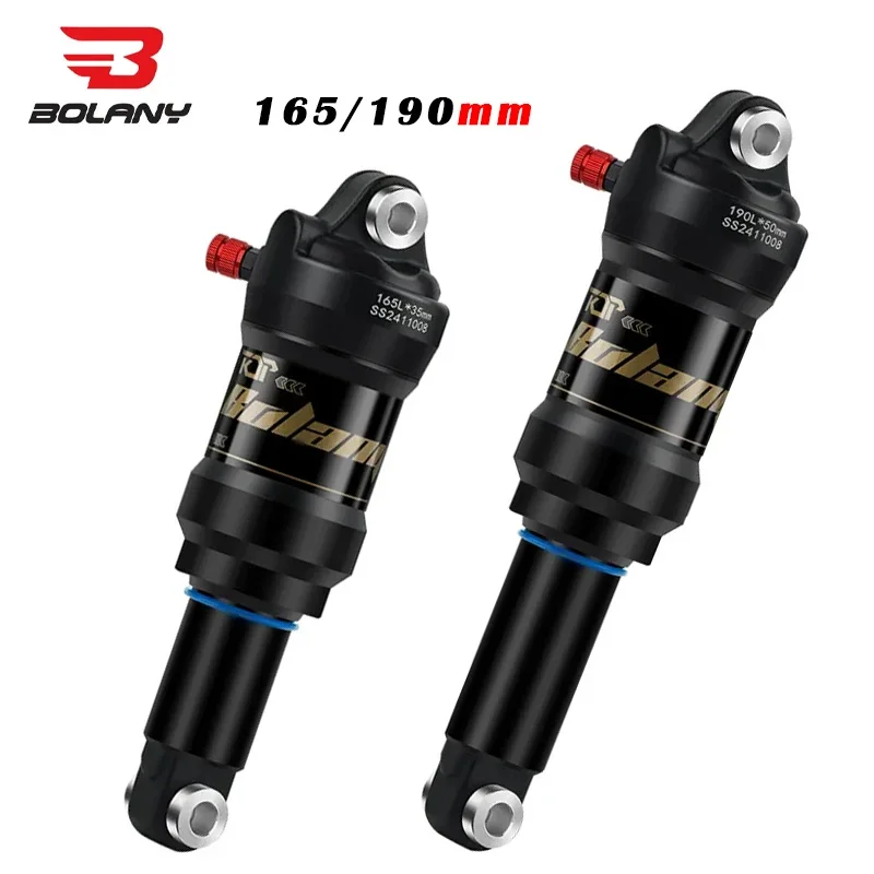 BOLANY 165/190mm Adjustable Mountain Bike Rear Shock Absorber 550lbs Coil Spring Suspension MTB Bicycle Air Shock Bike Parts