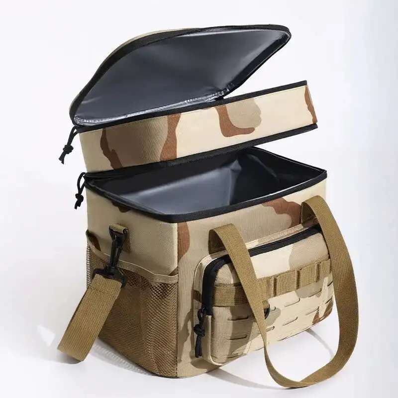 

Doubl-layer Cooler Picnic Box Leak Proof Insulated Food Thermo Backpack Large Capacity Dinner Camping Bag With Camouflage Pattem