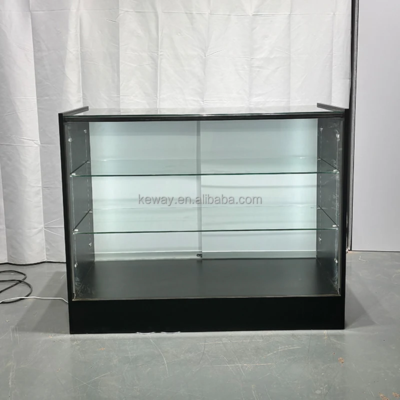 Custom 48/72 Inch Aluminum Glass Display Case with LED Lights Smoke Shop & Retail Counter