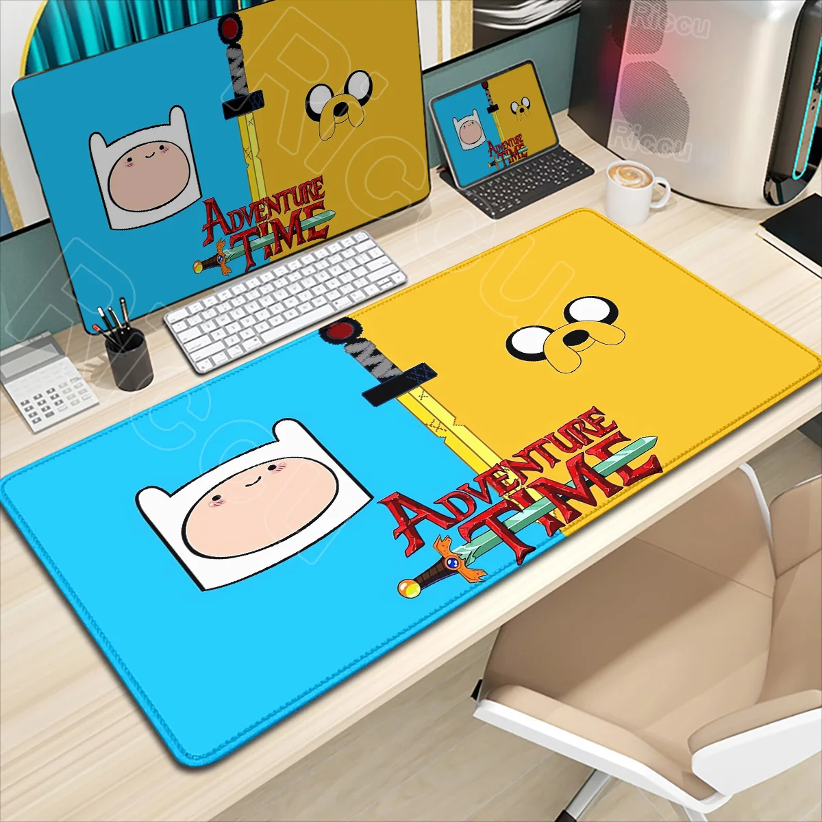 

HD Print Cartoon Adventure Time Large Mouse Pad Office Gamer Keyboard Desk Mats Laptop Gaming Anime Mousepad 900x400 Accessories