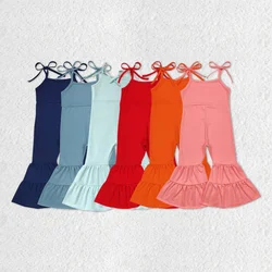 Wholesale Toddler Children Sleeveless Clothing Cotton Kids Bell Pants Infant Overalls Solid Romper Baby Girl Straps Jumpsuit