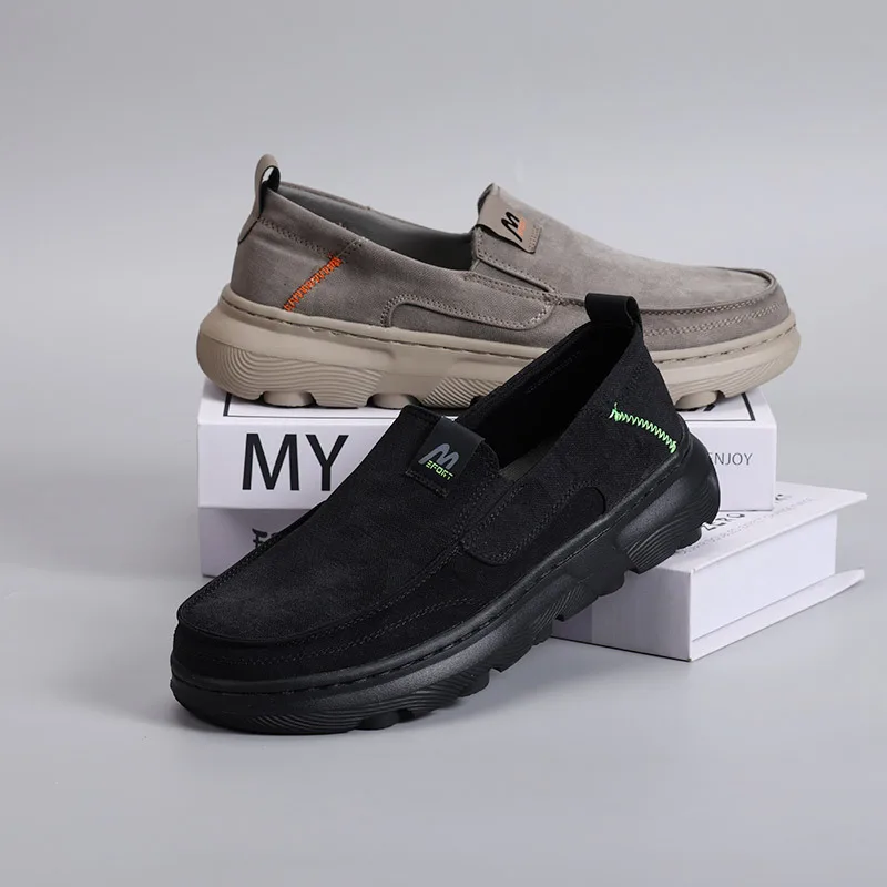 Cloth shoes men's spring and autumn new breathable soft sole one-pedal lazy versatile high-end cold sticky ultra-light dad shoes