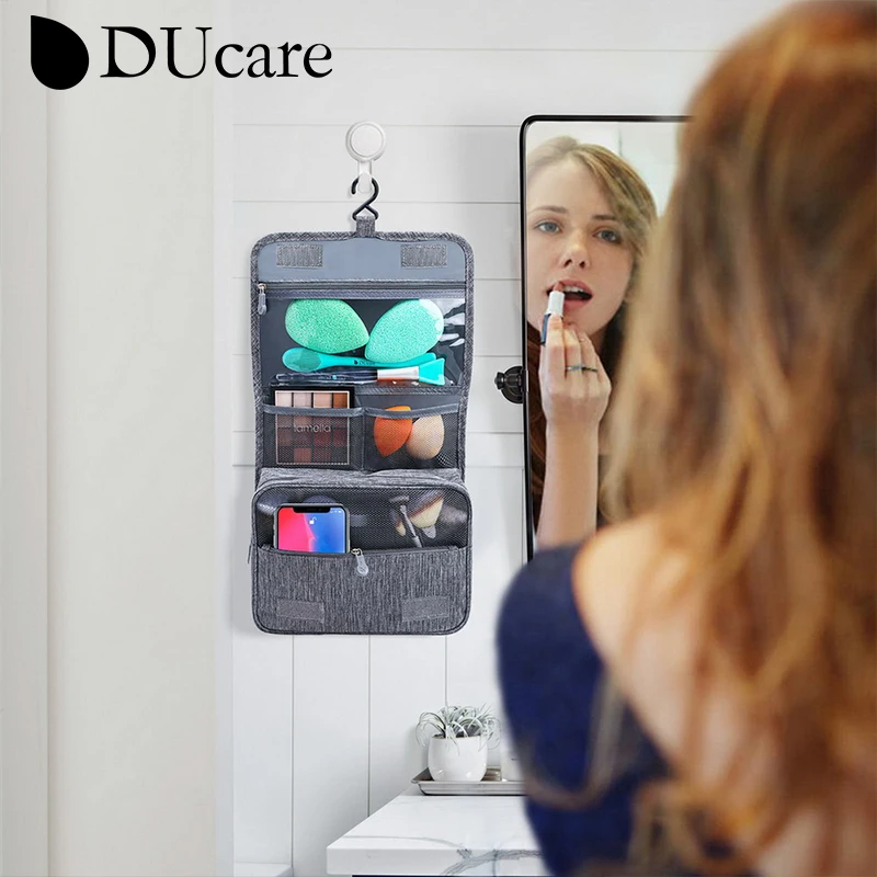 DUcare فتاة في الهواء الطلق ماكياج فرش حقيبة المرأة حقيبة مستحضرات التجميل النساء لوازم التجميل المنظم مقاوم للماء الإناث تخزين يشكلون حالات