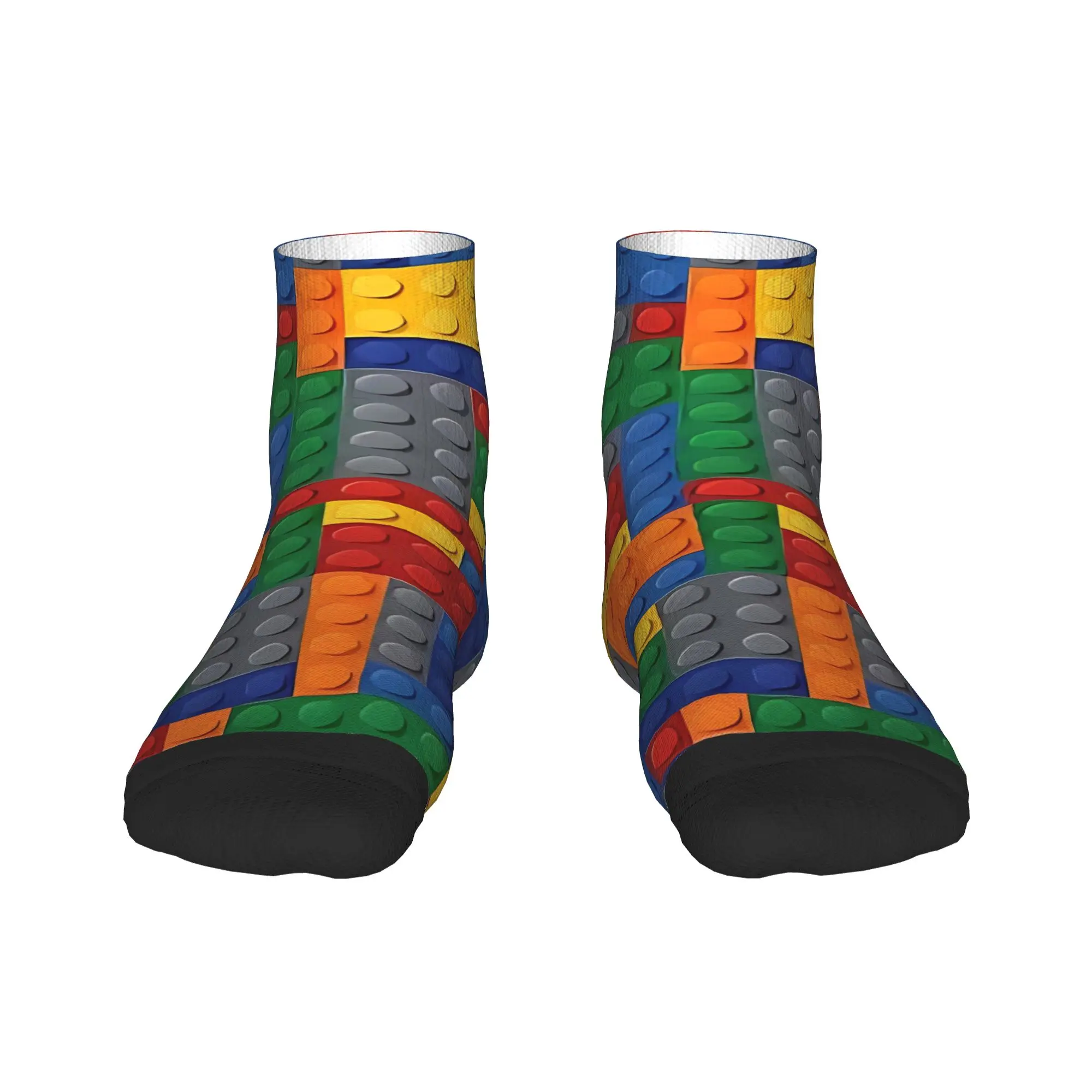 Colorful Building Blocks Brick Pattern Ankle Socks Graphic Funny Casual Socks Summer Non-Slip Outdoor Sports Comfortable Sock