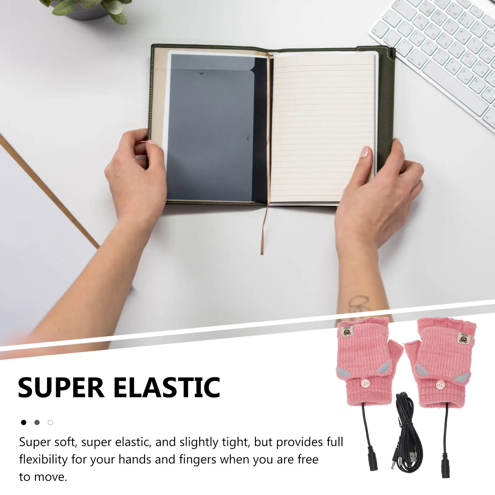 

1Set Heated Gloves Cotton Knitted Half Finger Mitten Fast Heating Warm Gloves for Indoor Outdoor Use USB Electric Thermal Hand