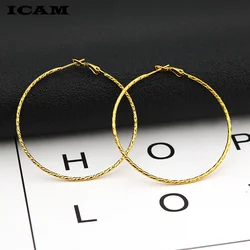 ICAM Gold color Stainless Steel Earrings 2018 Women Small or Big Hoop Earrings Party Rock Gift, Two colors wholesale