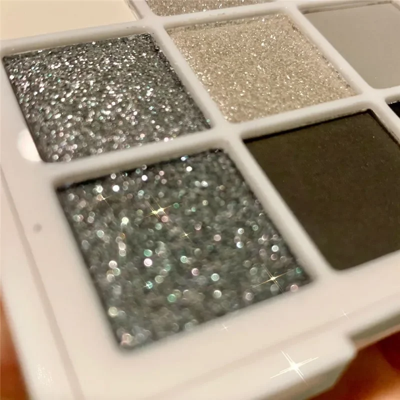 Palette de fards à barrage, 9 couleurs, fard à barrage, noir, smokey, paillettes, smoky, pigments pour les yeux, cool, tonifié, 256