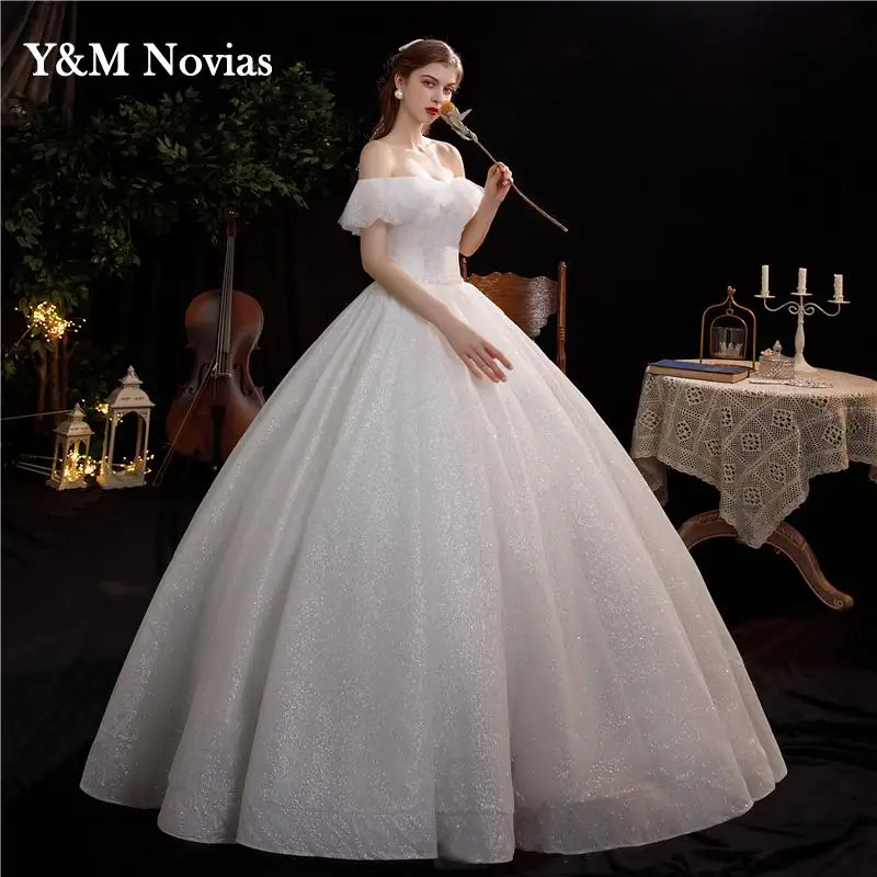 2021 New off White Off the Shoulder Vestido De Noiva Wedding Dress Floor Custom-made Plus Size Bridal gown Real Princess Mariage