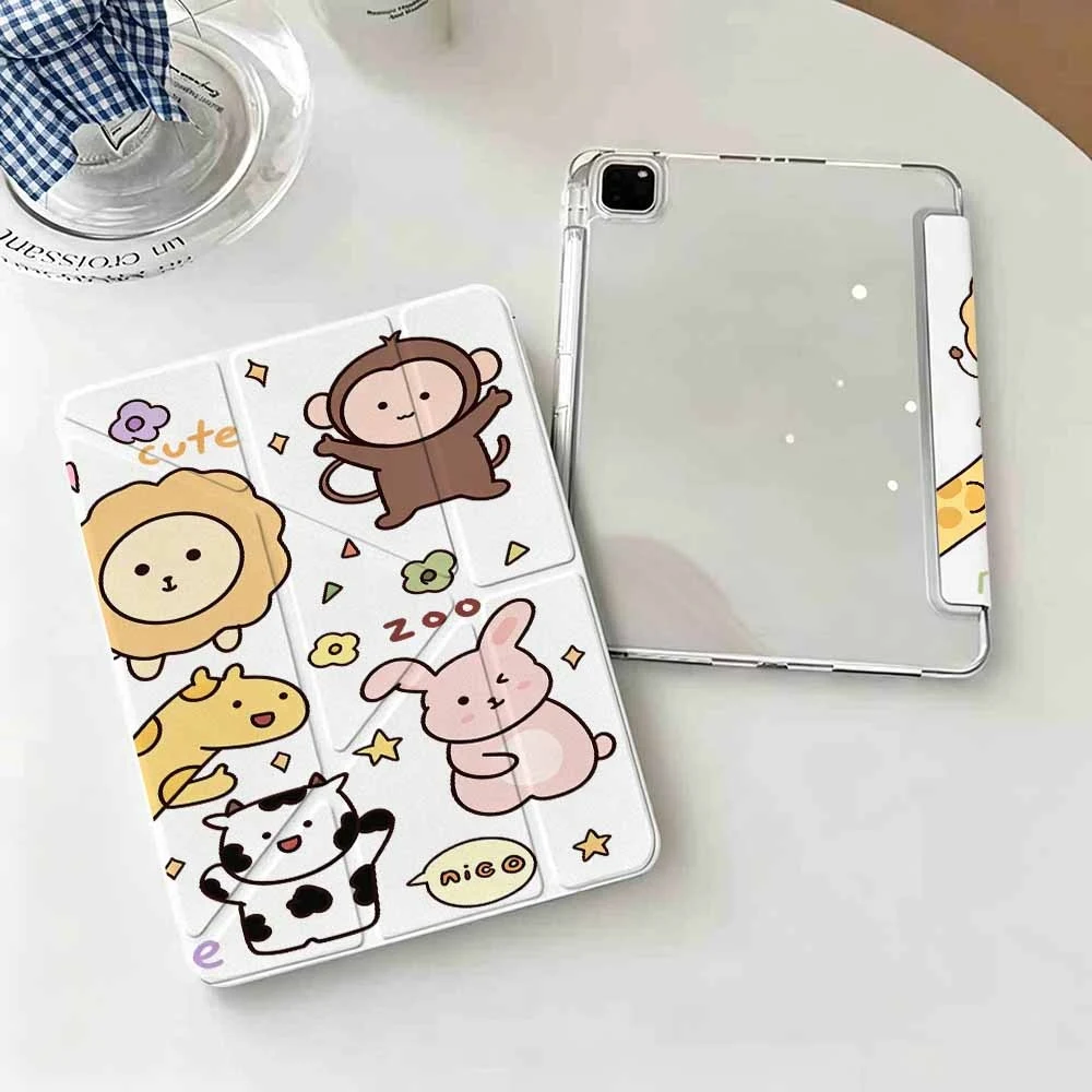 Hot Sale Cute Zoo For IPad Mini Air Pro 13 12.9 11 10.9 10.5 10.2 9.7 8.3 7.9 inch 5 6 7 8 th Pen Slot Tablet Case