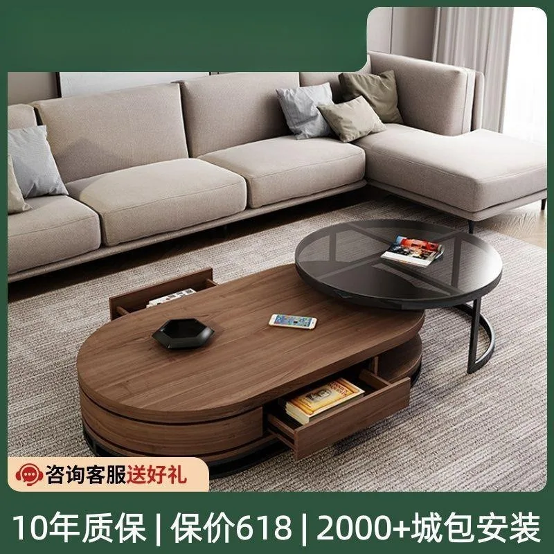 1.2m mobile tea table Solid wood table and chair combination Household rotating tea table Balcony Chinese integrated tea making