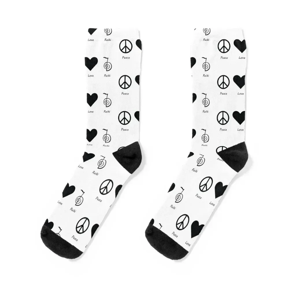 

Peace Love Reiki Socks FASHION valentine gift ideas hiphop designer brand Male Socks Women's