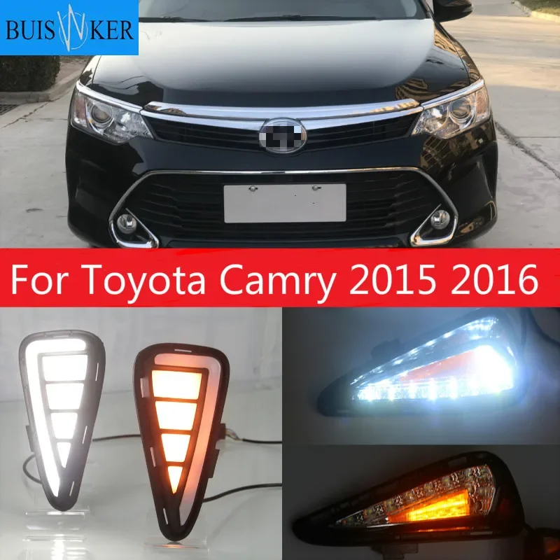 

2PCS Car Accessories LED Daytime Running Light For Toyota Camry 2015 2016 DRL Cover Fog Lamp Car-Styling External Front Fog Lamp