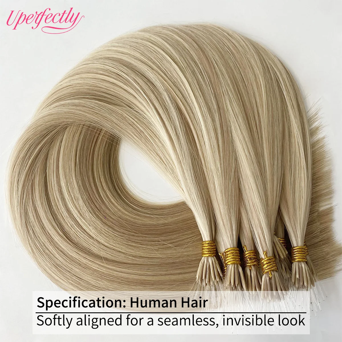 Uperfectly Hero Remy Hair Nano Rings Silicon Plastic Tip Hair Extensions Straight European Human Hair Ideal For Thin/Fine Hair