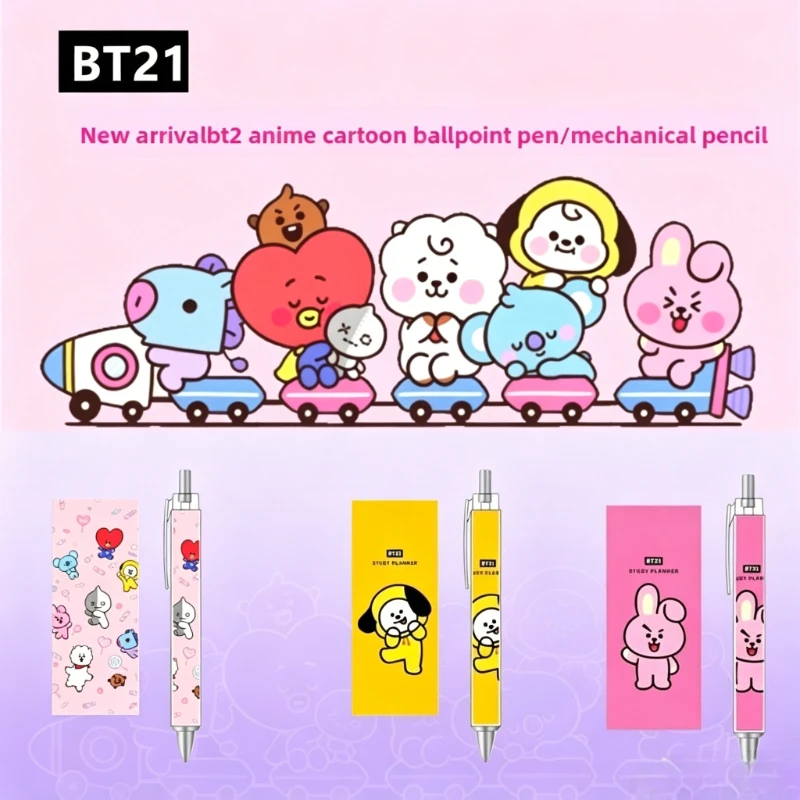 BT21 cartoon cute student mechanical pencil kawaii stationery study supplies fan support anime merchandise gift wholesale