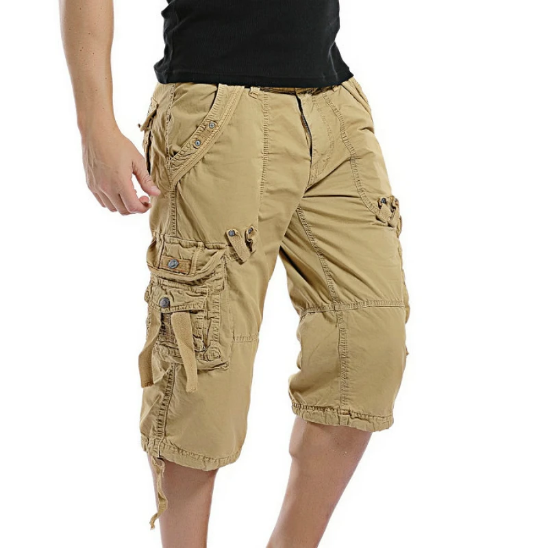 Casual Shorts Men Summer Camouflage Cotton Cargo Shorts Men Camo Short Pants Homme Without Belt Drop Shipping Calf-Length Pants