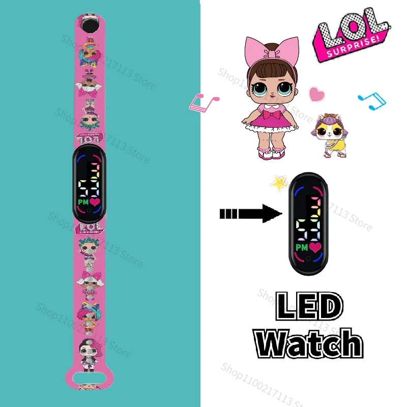 New Original lol surprise dolls children\'s watches anime figure LED touch waterproof Sports electronic kids watch birthday gifts