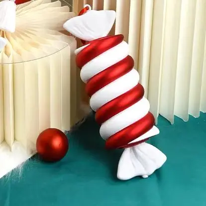 

Christmas photoshoot 32CM red and white painted candy pendant scenic area