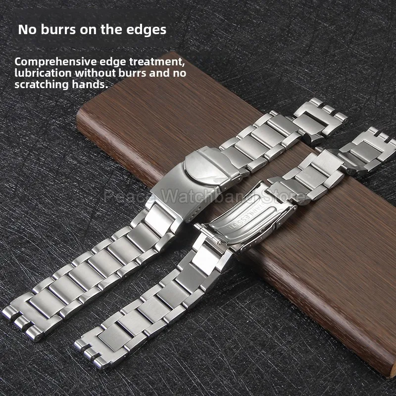 Cinturino in acciaio inossidabile con fibbia speciale leggera con finitura lucida per Swatch YGS749G 17 20 Estremità a tre punte resistente ai graffi