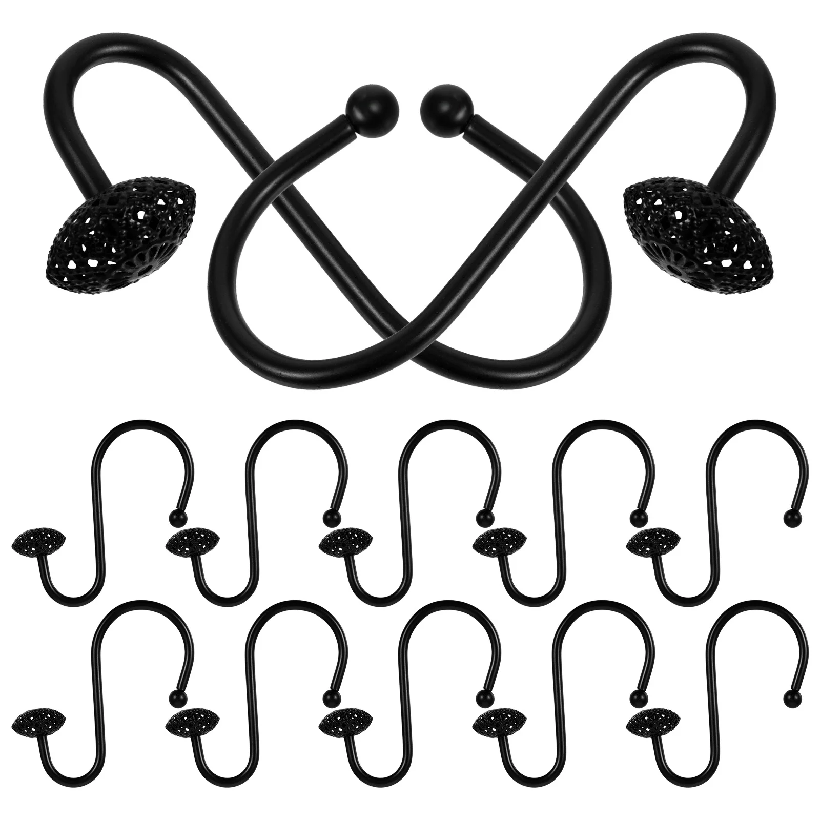 12 قطعة S بيند دش الستار السنانير الصلبة الحديد عقد قوي قابلة لإعادة الاستخدام سهلة الشريحة للحمام غرفة نوم الستائر الحديثة الحد الأدنى نمط #4