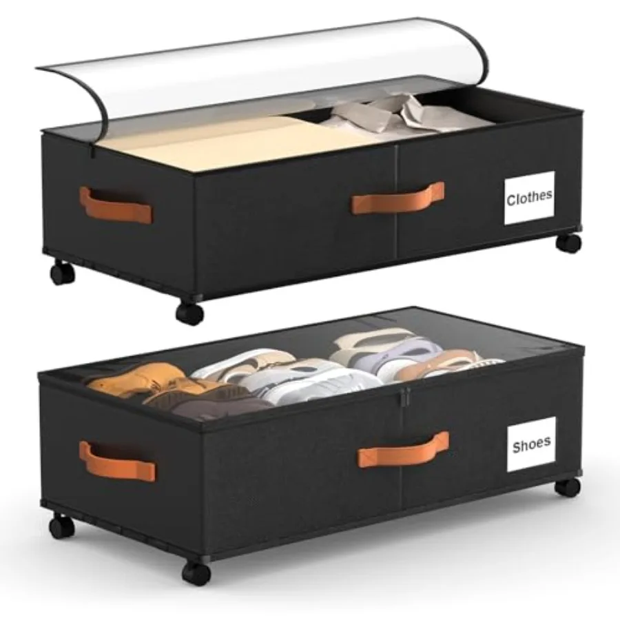 

Контейнеры для хранения под кроватью на колесиках, высотой 9,5 дюймов, для обуви, одеял, одежды, игрушек, выдвижные ящики для хранения для студенческих общежитий