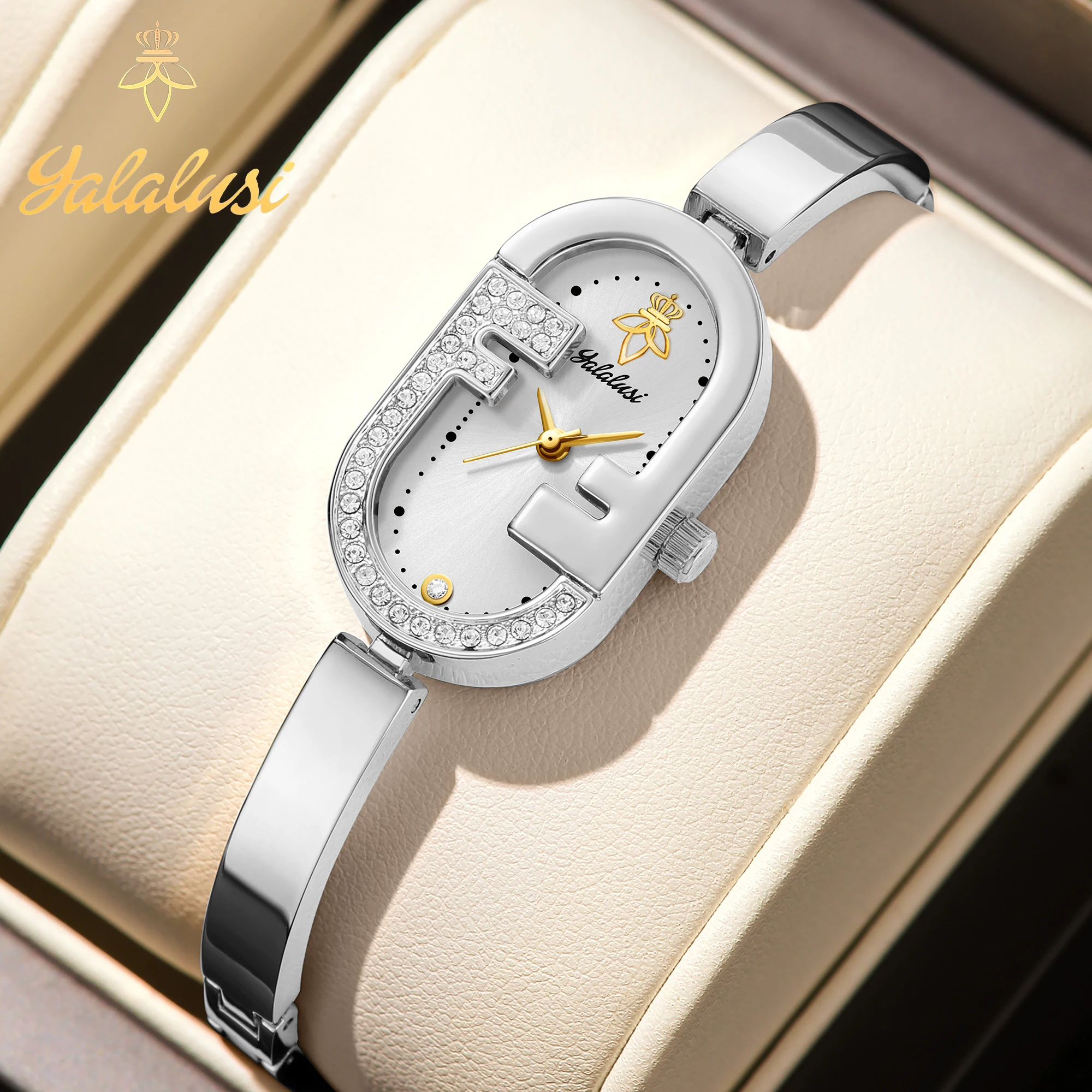 YaLaLuSi Luxury Women's Quartz Fashion Diamond-Set Water-Resistant Bracelet Watch – An Elegant Gift for Girls Reloj Mujer