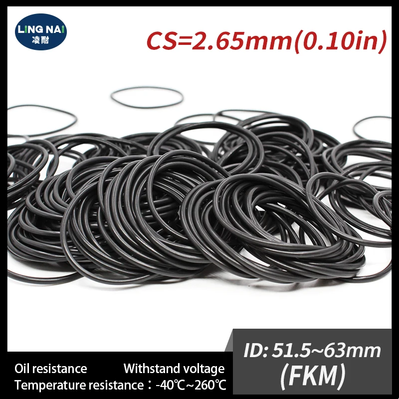 1PC Fluorine rubber Ring FKM O-ring Seal CS2.65mm ID51.5/53/54.5/56/58/60/61.5/63mm ORing Gasket Oil Ring Fuel Sealing Washer