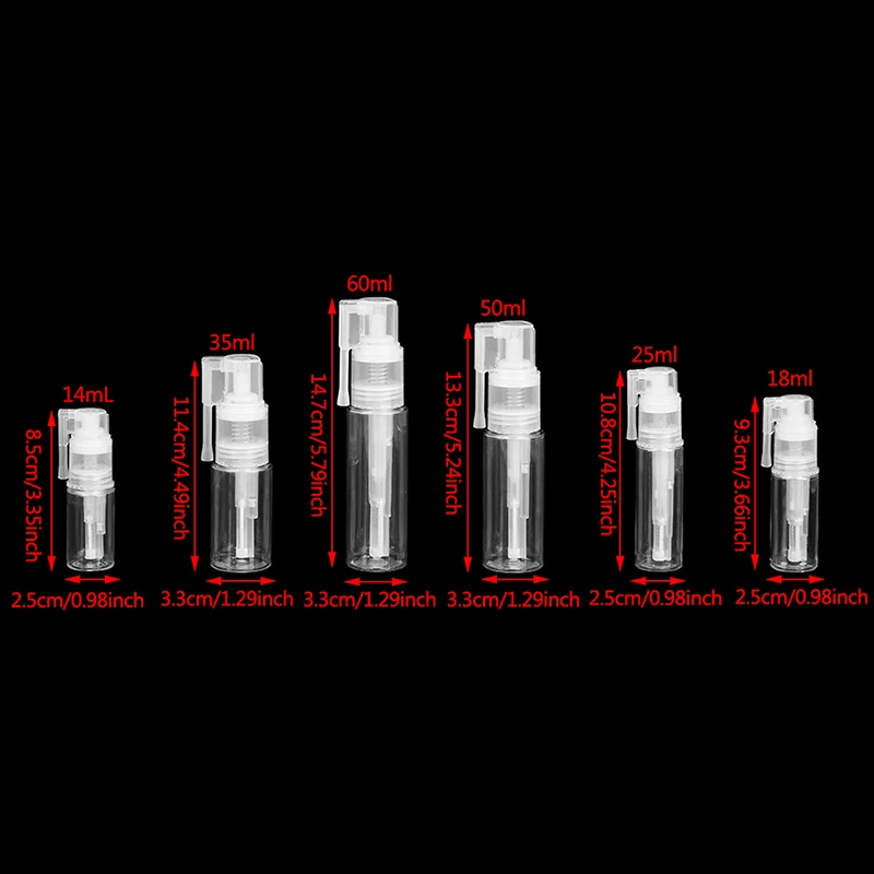14 /18/25/35/50/60ml do posypywania, psikania plastik 1 proszek do komputera butelka z atomizerem opryskiwacz podróżny w sprayu
