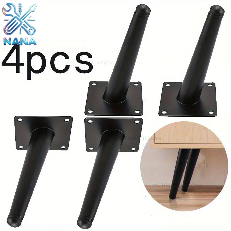 4pcs Furniture Legs Oblique Conical Metal Legs Matte Mid-Century Style Furniture Feet Sofa Cabinet Table Chair Cupboard Projects