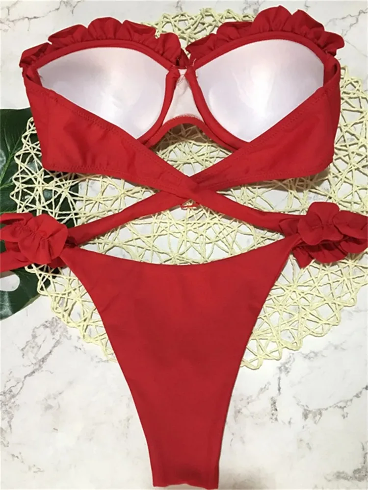 Frauen 2024 Sexy Animal Print Leopard Push Up Bikini Set Brasilianische Bandeau Tanga Strand Bademode 2-teiliges Set für Frau Badeanzug