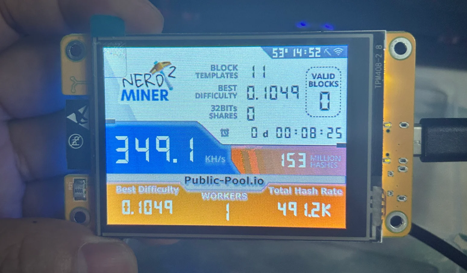 

Solo 350KH/s Bitcoin NMMiner NerdMiner V2 Hashrate Lucky Miner ESP32 2.8inch Smart Display Crypto ESP32-2432S028R DROOM