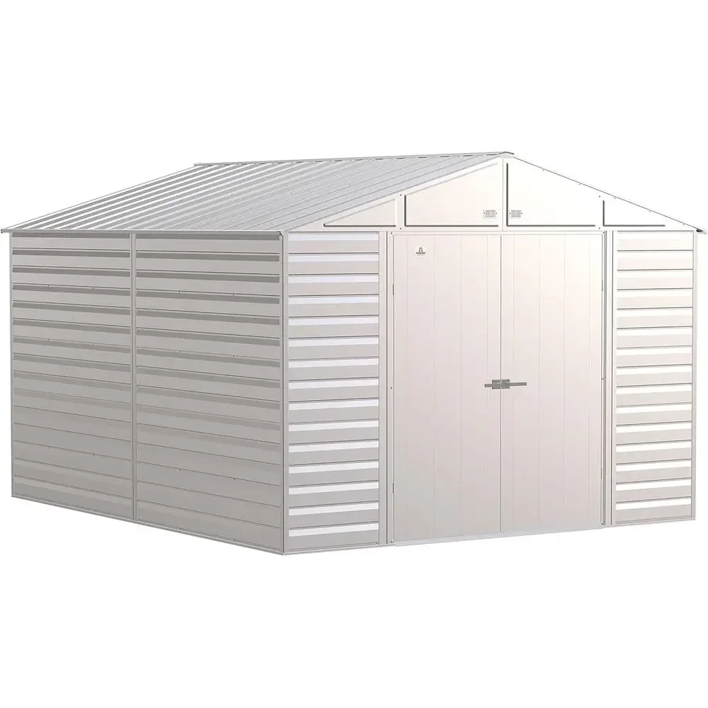 10' x 12' Lockable Steel Outdoor Storage Shed in Lute Grey