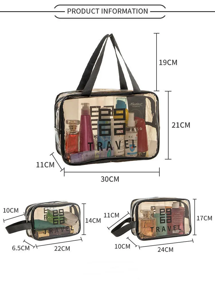 Travel PVC transparent storage bag women\'s portable waterproof wash bag cosmetic multifunctional large-capacity makeup bag