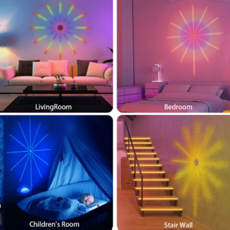 5V RGB Firework Strip Light LED Bluetooth 24key Remote Control USB WS2812 Changing Color Smart Lamp Sync Music Home Decor Lights