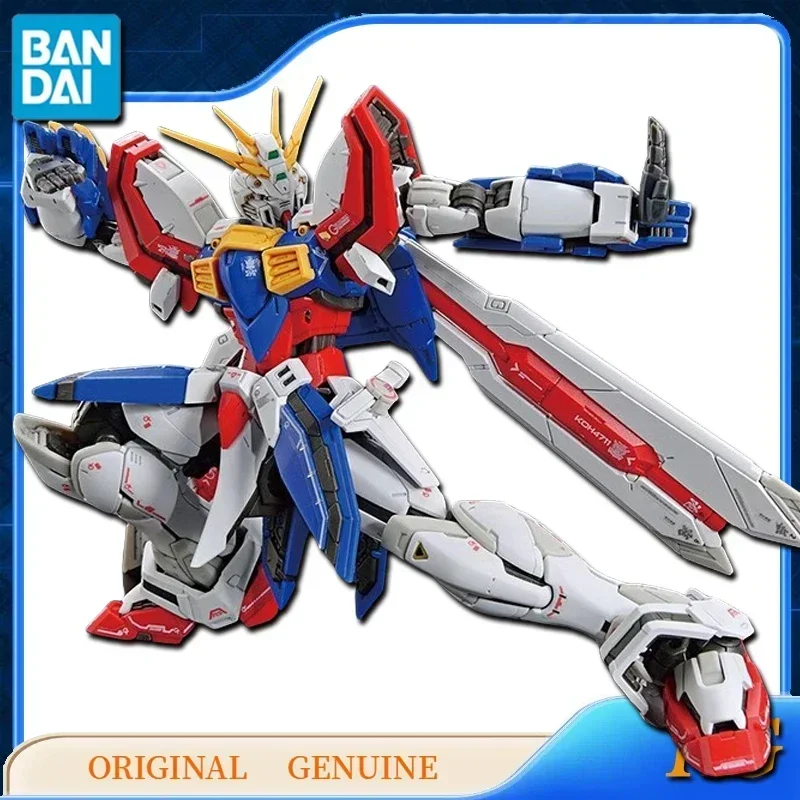 Bandai-figuras de acción de Anime para niños, juguetes originales genuinos RG 1/144, GOD GUNDAM, modelo de regalo, adornos, marca: BANDAI