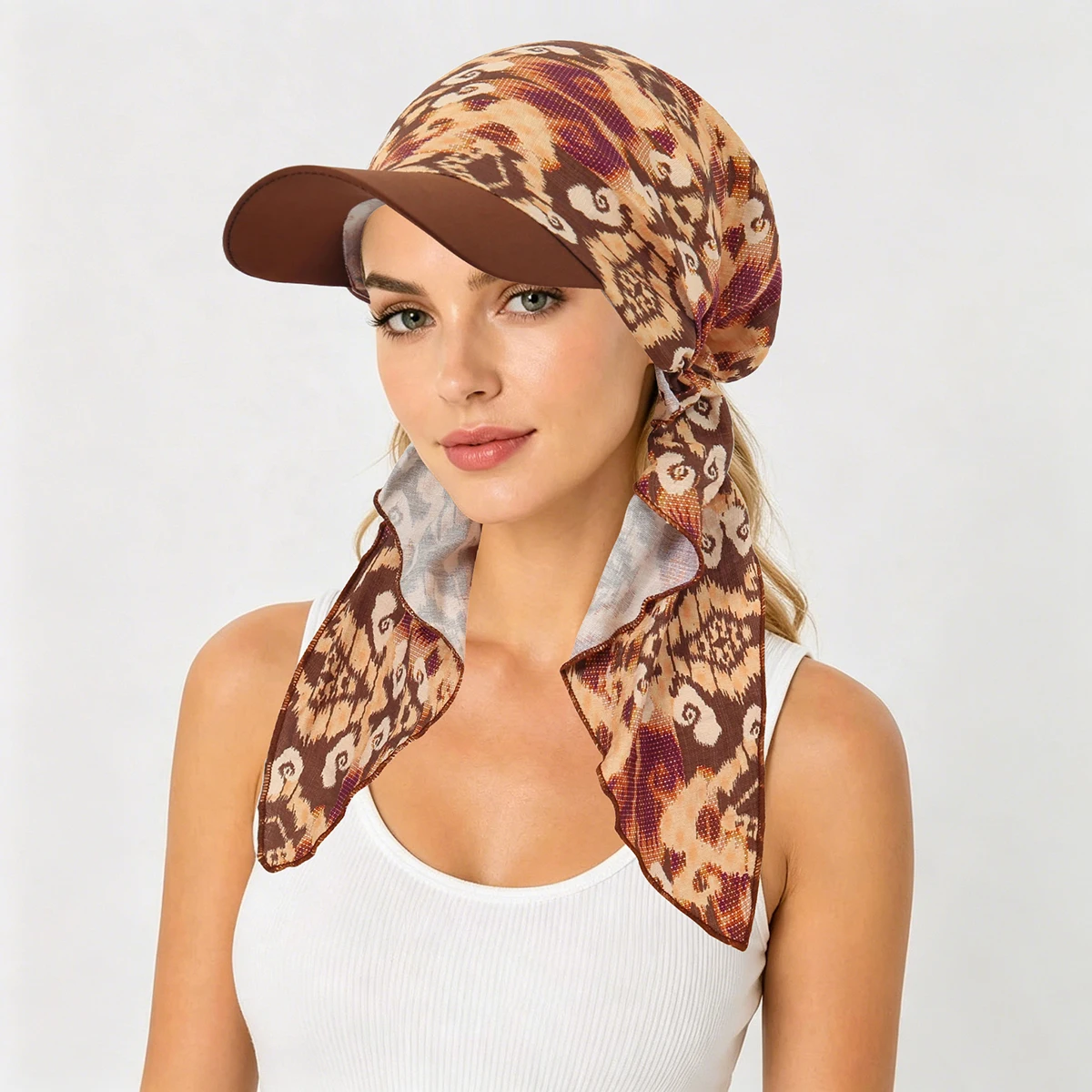 2026 New Trendy Print Muslim Hijab Caps With Brim Women Baseball Cap Wrap Head Ramadan Ladies Fashion Headwear Turban Bonnet