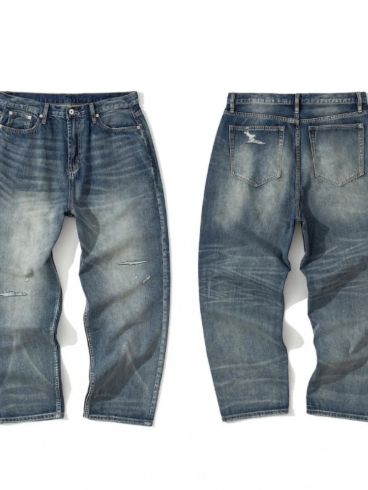 

Waed Light Blue Men's Jeans Loose Wide Leg Pants Vintage Casual Trousers Straight Cut mid High Waist Thi Denim Youth Faion