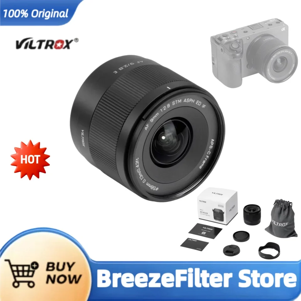 VILTROX AF 9mm F2.8 Air Objektiv APS-C Autofokus Großblenden-Kameraobjektiv für Fujifilm X/Sony E/Nikon Z Mount Kameras