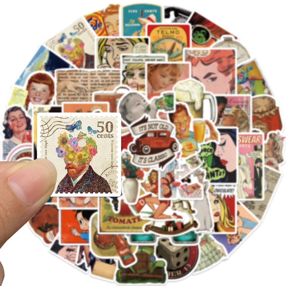 10/30/52 قطعة الرجعية الأوروبية والأمريكية الاتجاه ملصقات Vintage الفن الجمالية الشارات دفتر الأمتعة الهاتف الكرتون ملصق اللعب #4