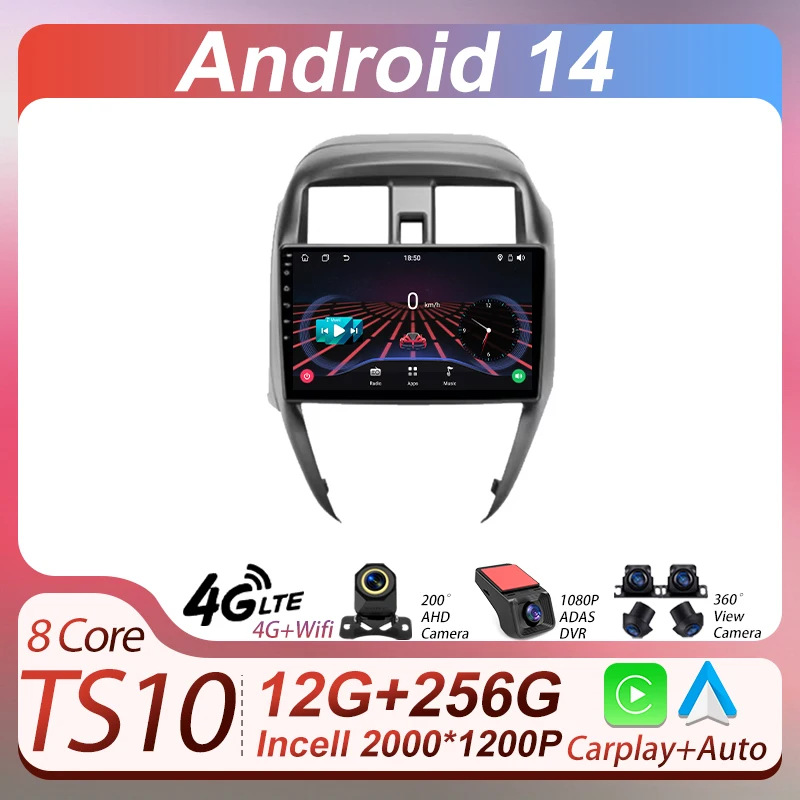 

Car Android 14 Multimedia For Nissan Sunny 2014 -2016 2 Din Radio Video Player GPS Carplay Mirror Link Carplay Android auto RDS