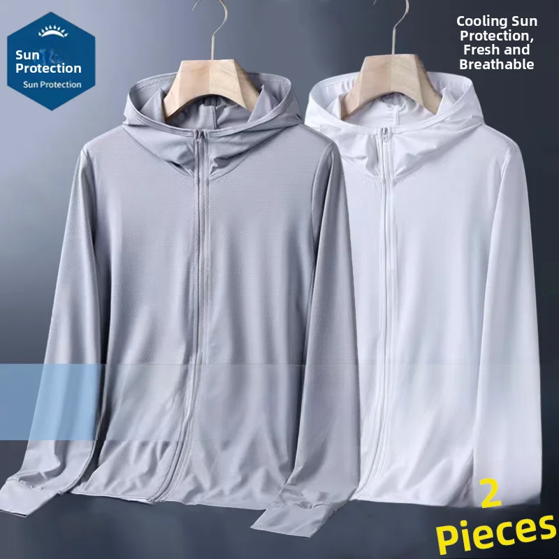 

Ледяной шелк Qui Dry, защита от ультрафиолета, свободная посадка с капюшоном, дышащая летняя новинка, мужская и женская повседневная верхняя одежда Jaet, топ