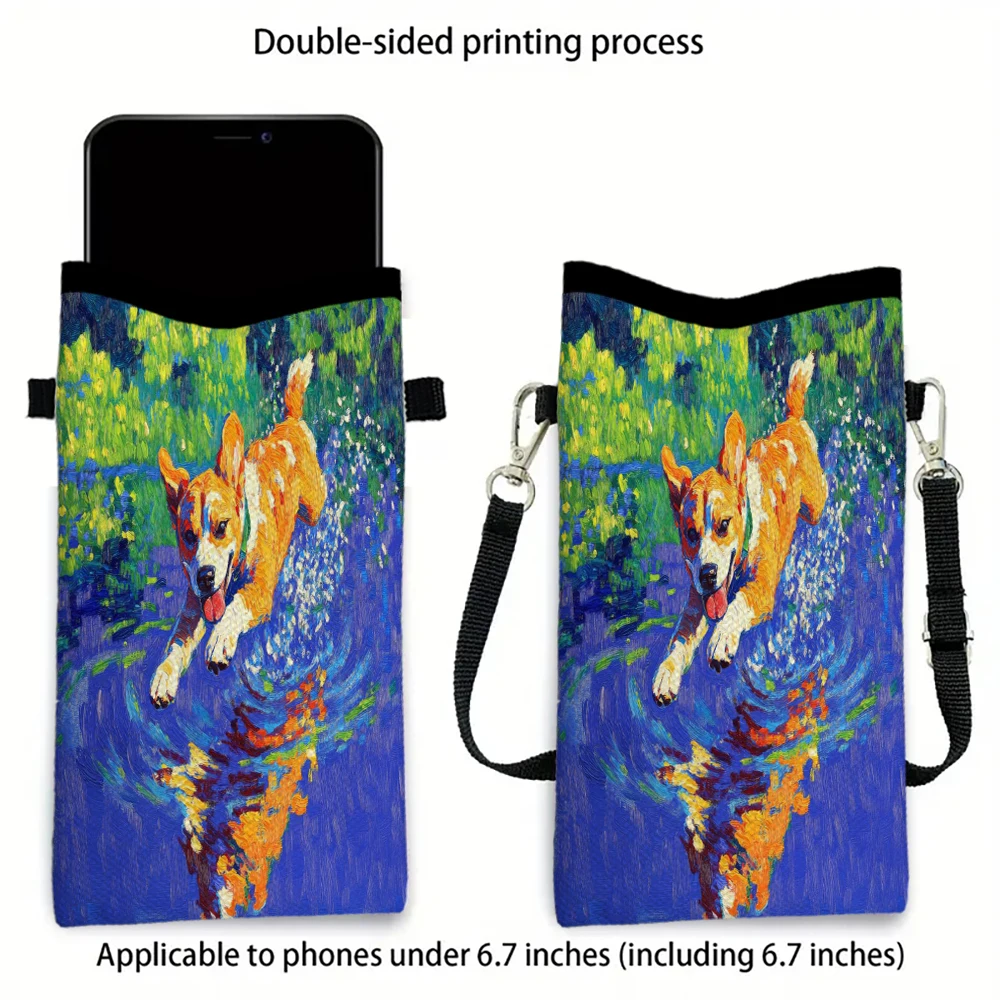 

Diving Cat and Dog Fashion Mobile Phone Bag Multifunctional Crossbody Phone Bag Adjustable Strap Shoulder Bag for Women2.10