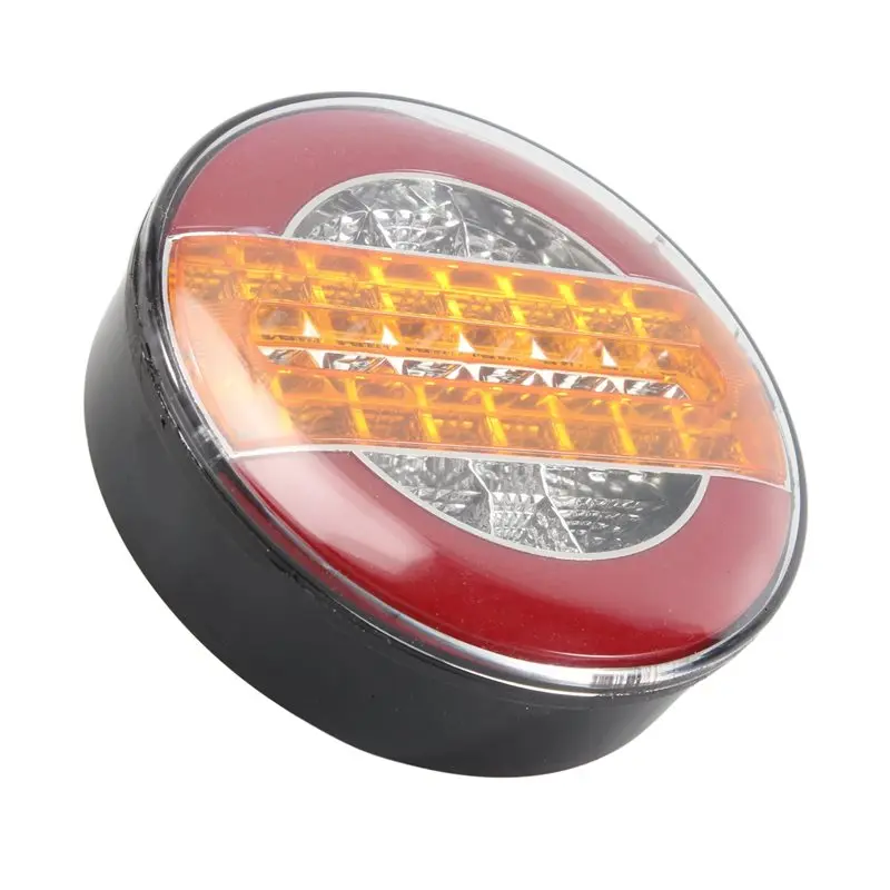 4 Inch Trailer Dynamic Tail Light 24V LED Truck Brake Light LED Round Water Hamburger For Cars, Boats, Buses, Caravans-A08Q