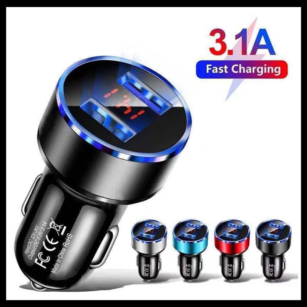 4.8A 5V Car Chargers 2 Ports Fast Charging For Samsung Huawei iphone 11 8 Plus Universal Aluminum Dual USB Car-charger Adapter