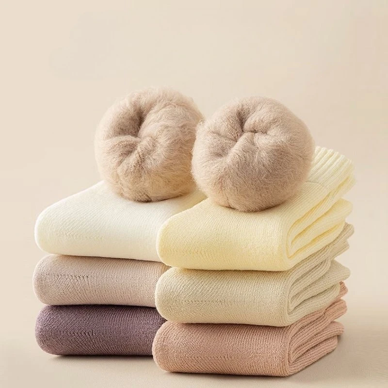 

7 пар осенне-зимних женских однотонных утолщенных морозостойких носков средней длины, теплые простые удобные повседневные носки