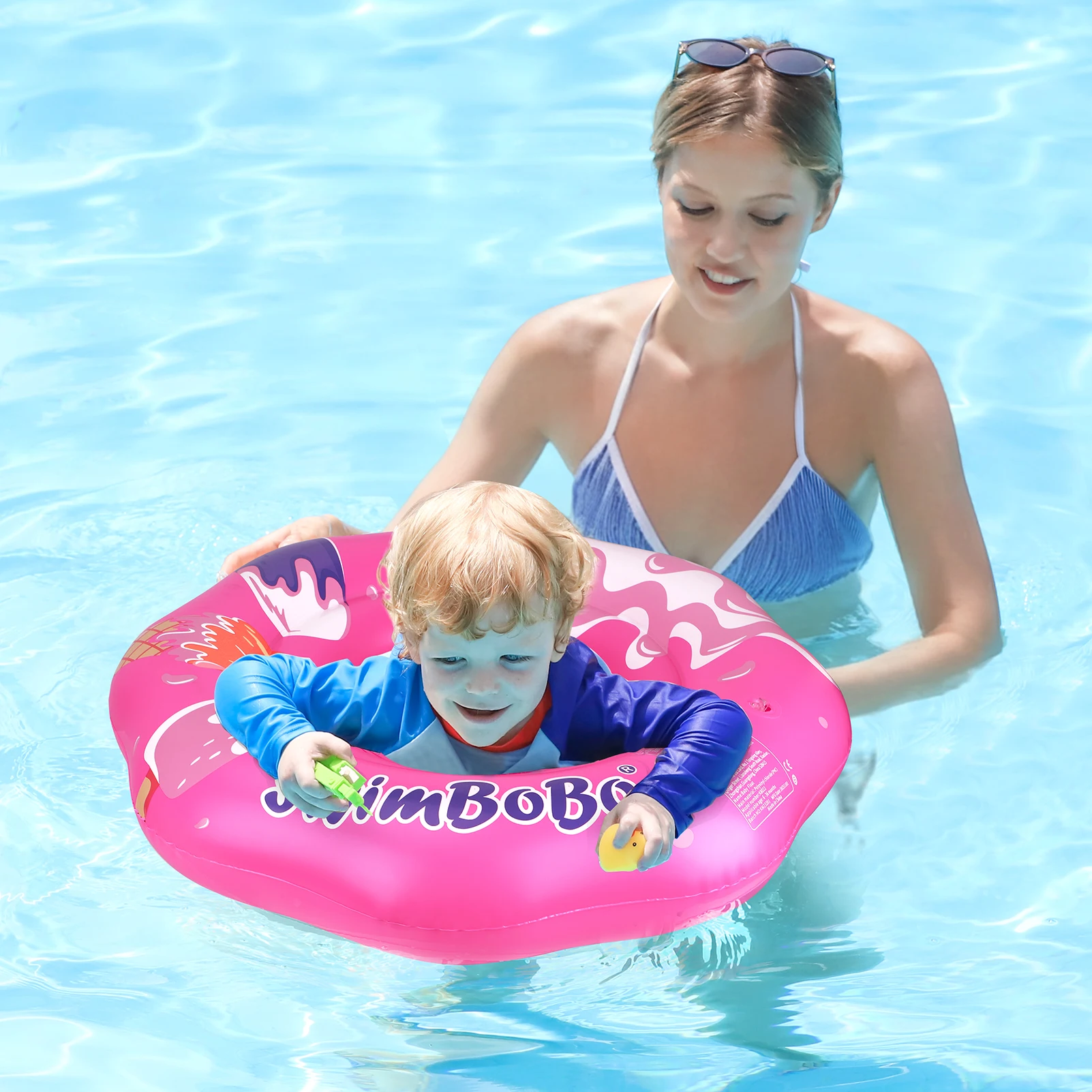 Swimbobo Różowy Dmuchany Koło do Pływania dla Niemowląt, Gruby, Bezpieczny, z PVC, Zabawka Wodna dla Dzieci, Przenośny do Basenu, na Lato