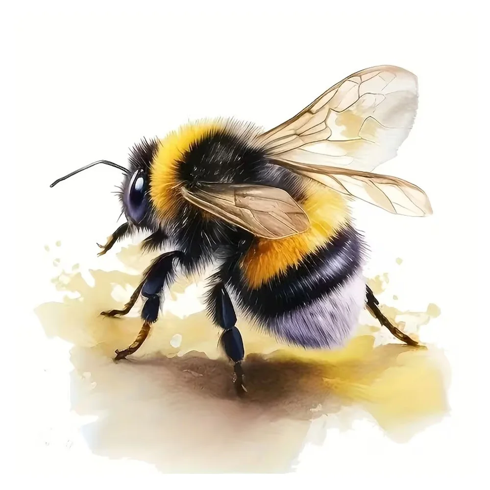 15x15cm Fluffy Bumblebee Decal Sticker - Self-Adhesive Car Window, Laptop Decoration - Durable Automotive Exterior Accessories