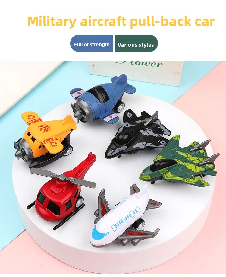 Cartoon Children's Pull-Back Q Version Mini Aircraft Toy Model Gashapon Machine Ornaments - Assorted Styles