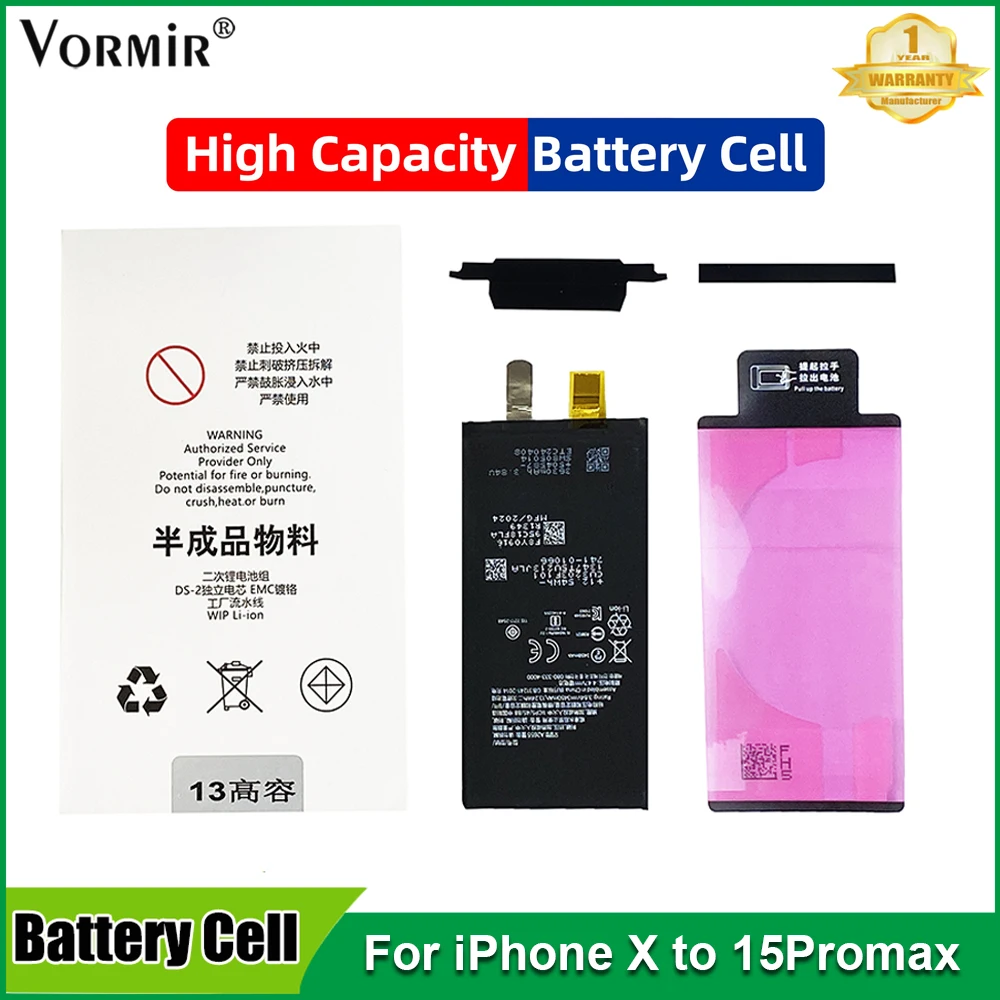 

2pcs Battery Cell No Flex for iPhone 15 14 12 13 11 XS X Ori Corby Bolts Sets No Pop-up Shows 100% Capacity Battery Replacement