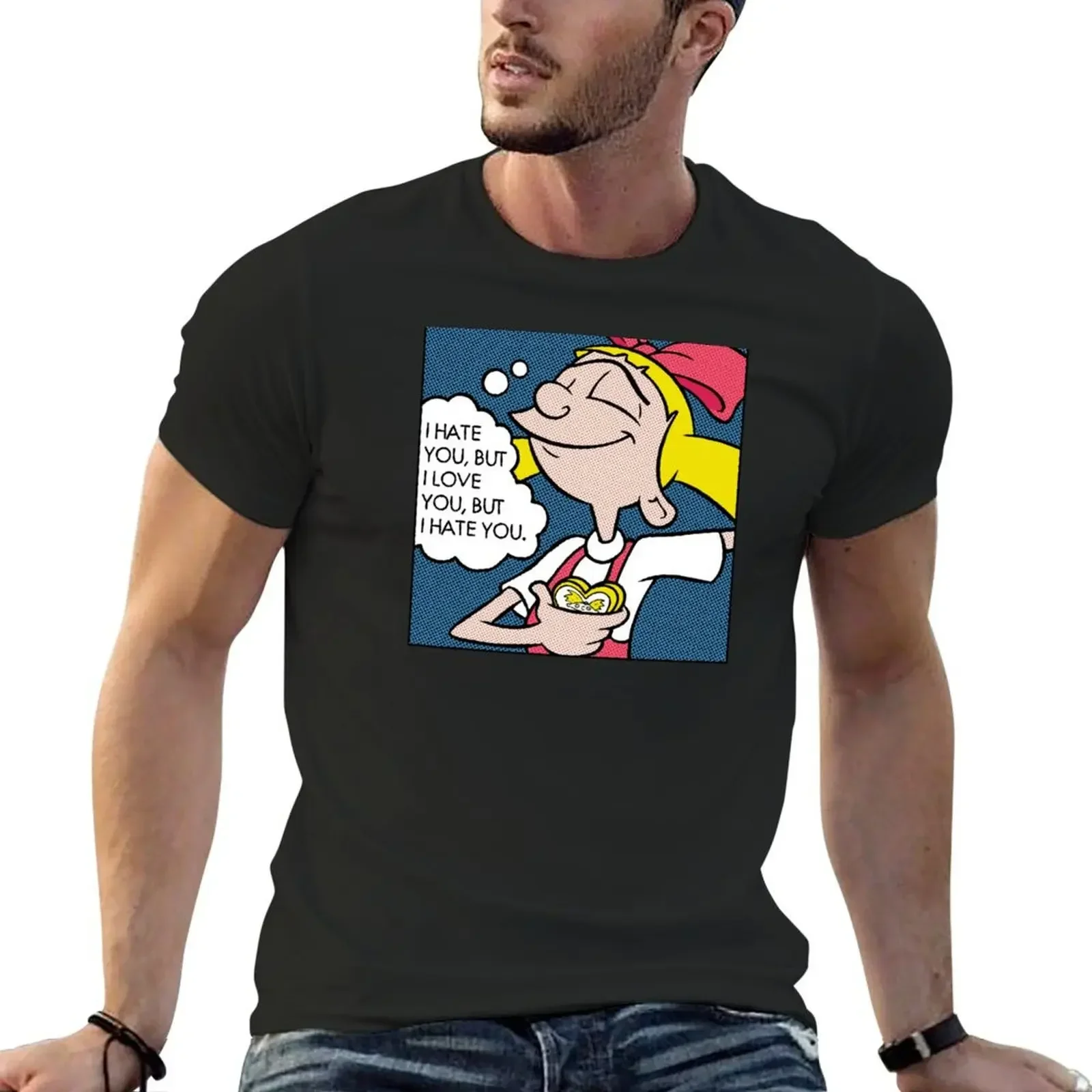 

Hey Arnold! Helga Pop Art Love Poster T-Shirt Short sleeve tee vintage plus sizes anime shirt mens t shirts top quality
