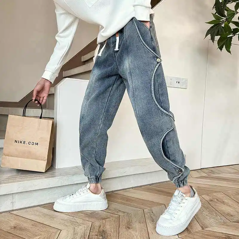 Celana Jeans Biru Trendy Pria Model Harem Gaya Hipster JJ166